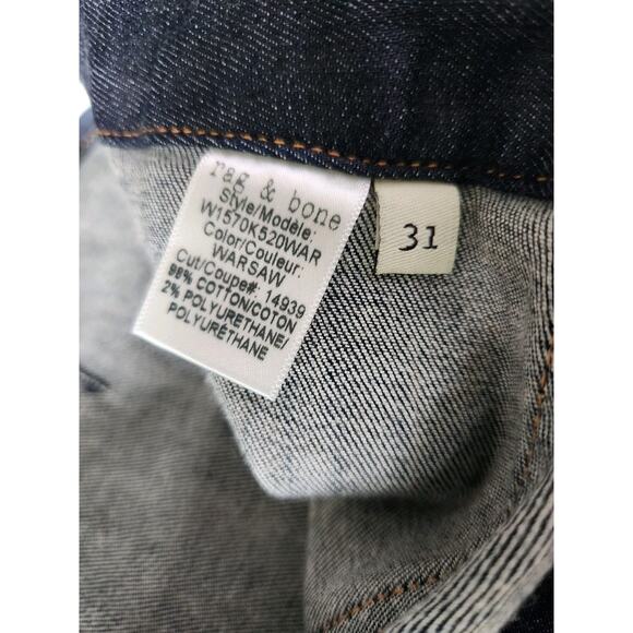 Rag & Bone Women’s Denny High Rise Skinny Ankle Jeans Warsaw Dark Wash Size 31 - Picture 5 of 9